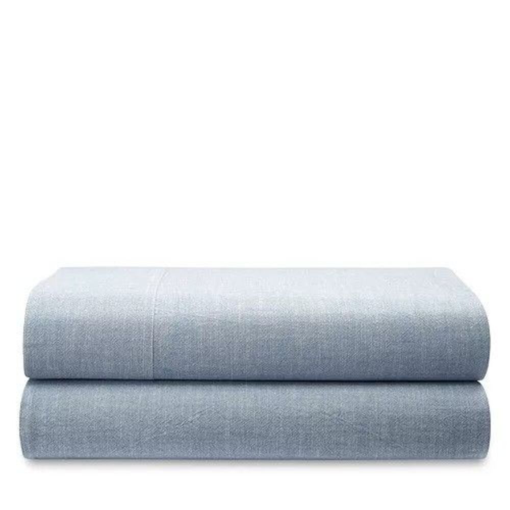 Ralph Lauren Sheet SET King Workshirt Chambray Blue Fitted & Flat Sheets New